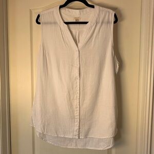 Weatherproof Vintage White Linen Blend Sleeveless Blouse XXL Summer‎
